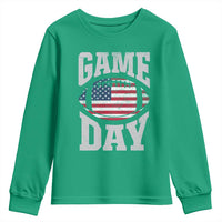 Game Day Football Youth Sweatshirt Funny Sunday Retro Patriotic American Flag - Wonder Print Shop