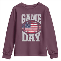 Game Day Football Youth Sweatshirt Funny Sunday Retro Patriotic American Flag - Wonder Print Shop