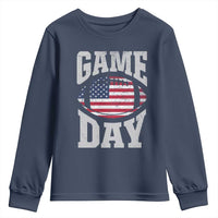 Game Day Football Youth Sweatshirt Funny Sunday Retro Patriotic American Flag - Wonder Print Shop