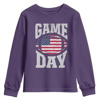 Game Day Football Youth Sweatshirt Funny Sunday Retro Patriotic American Flag - Wonder Print Shop