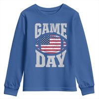 Game Day Football Youth Sweatshirt Funny Sunday Retro Patriotic American Flag - Wonder Print Shop