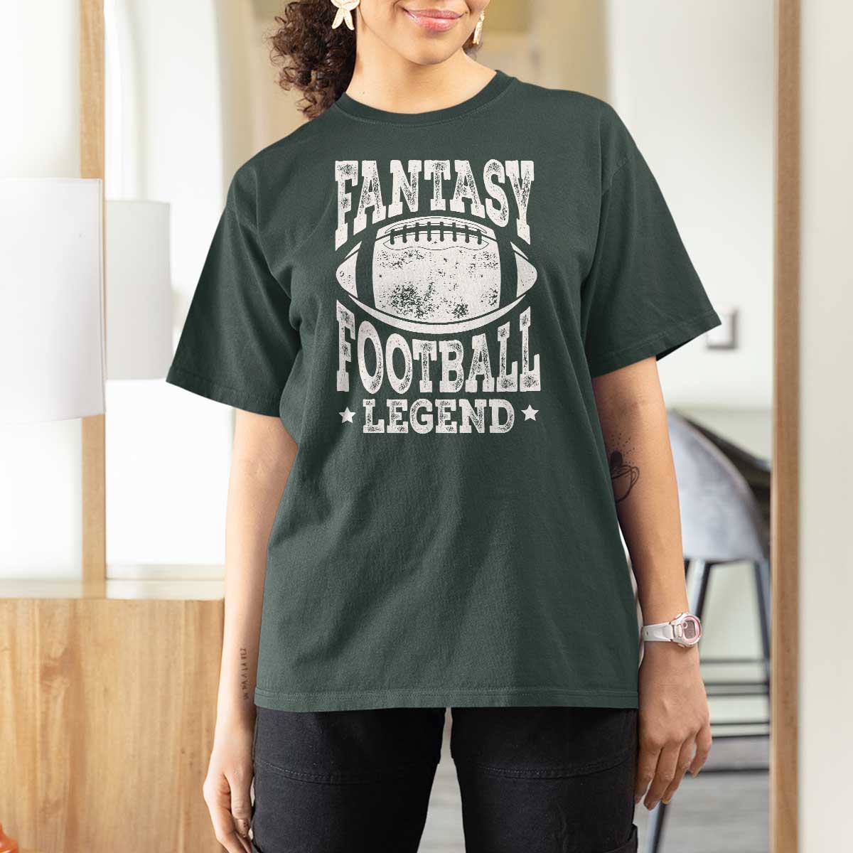Fantasy Football Legend T Shirt For Women Funny Gameday Dad - Wonder Print Shop