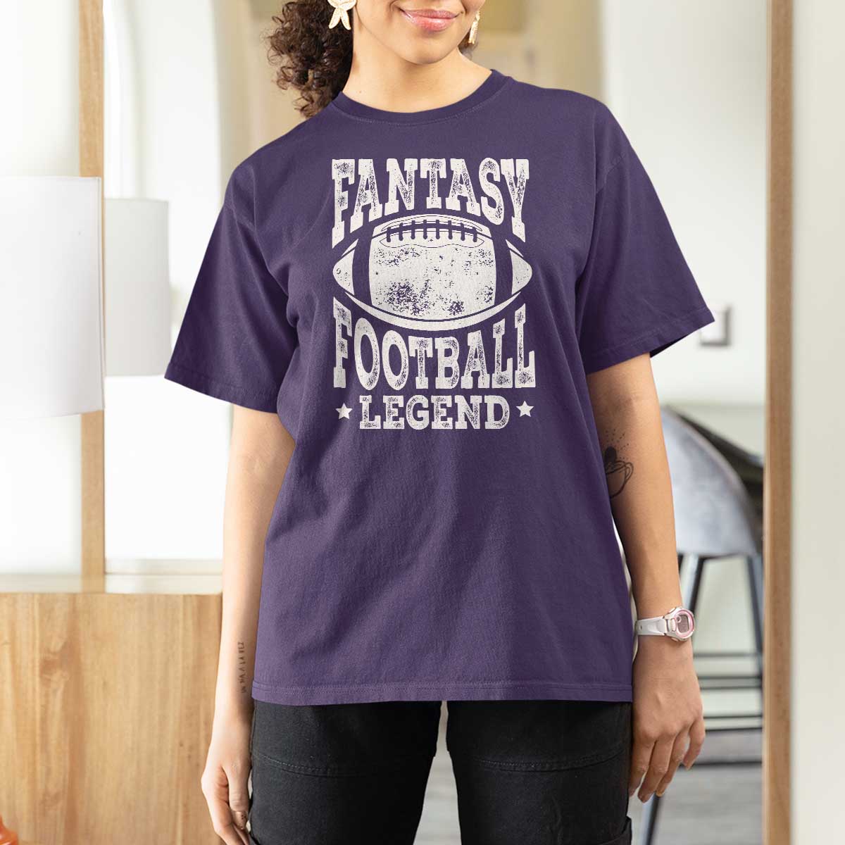 Fantasy Football Legend T Shirt For Women Funny Gameday Dad - Wonder Print Shop