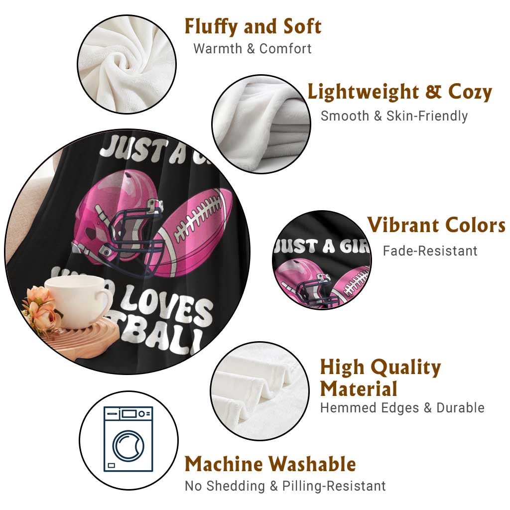 Funny Just A Girl Who Loves Football Throw Blanket - Wonder Print Shop