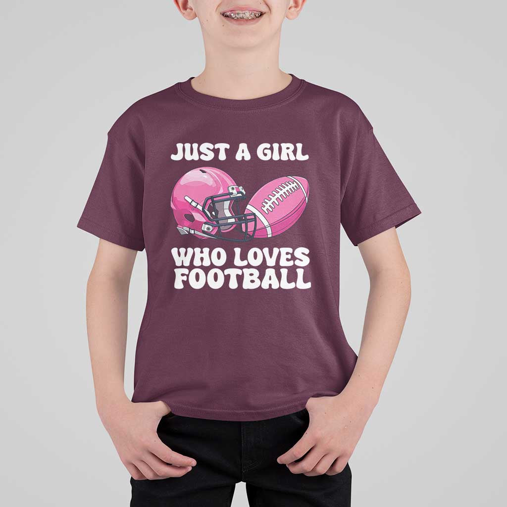 Funny Just A Girl Who Loves Football T Shirt For Kid - Wonder Print Shop