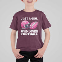 Funny Just A Girl Who Loves Football T Shirt For Kid - Wonder Print Shop