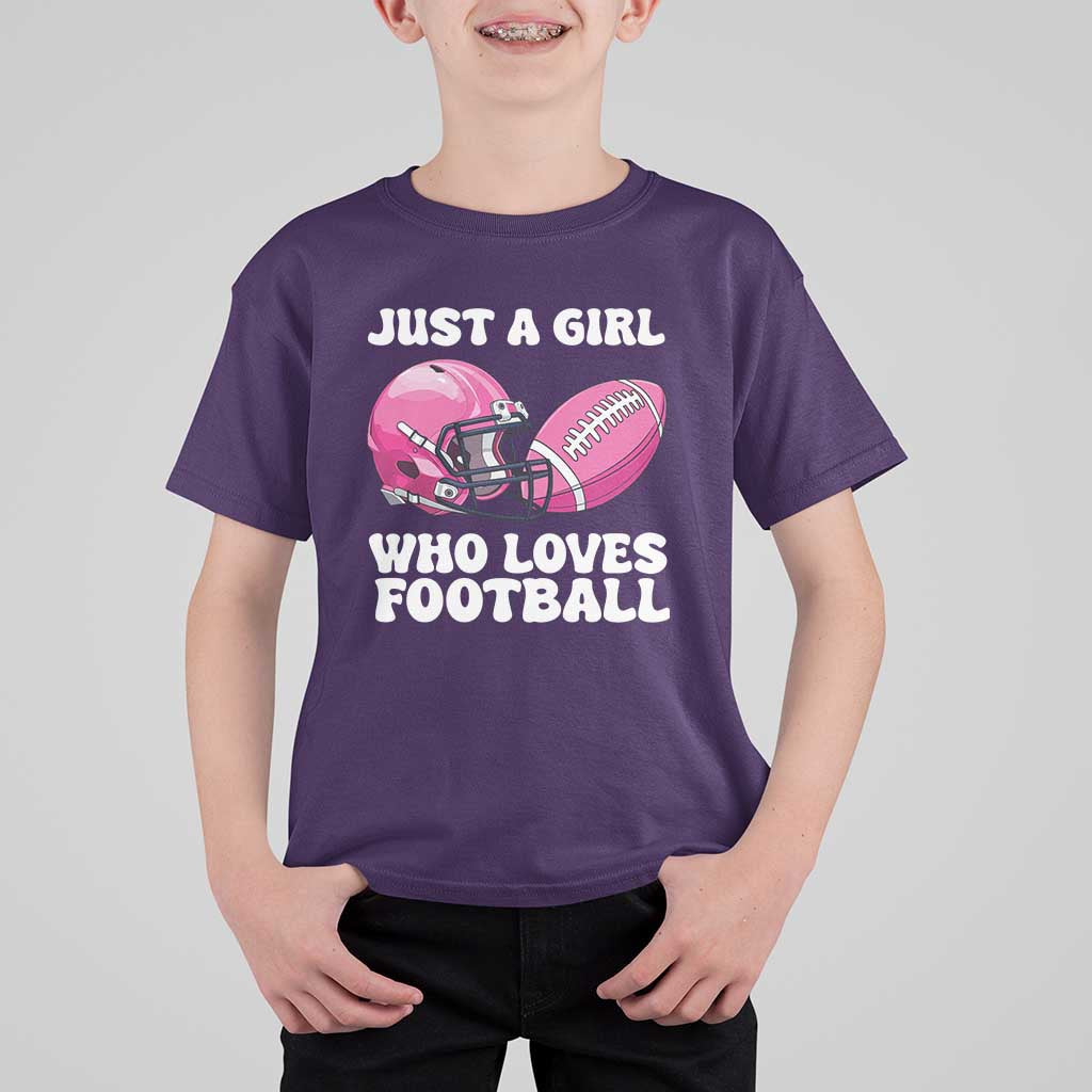 Funny Just A Girl Who Loves Football T Shirt For Kid - Wonder Print Shop