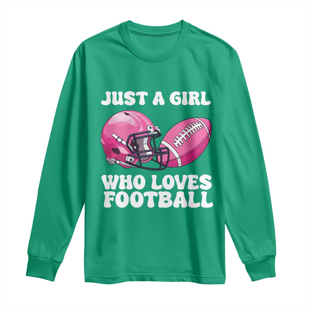 Funny Just A Girl Who Loves Football Long Sleeve Shirt - Wonder Print Shop