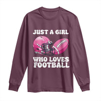 Funny Just A Girl Who Loves Football Long Sleeve Shirt - Wonder Print Shop