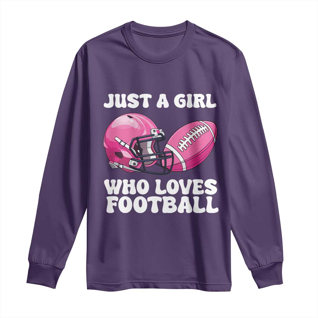 Funny Just A Girl Who Loves Football Long Sleeve Shirt - Wonder Print Shop