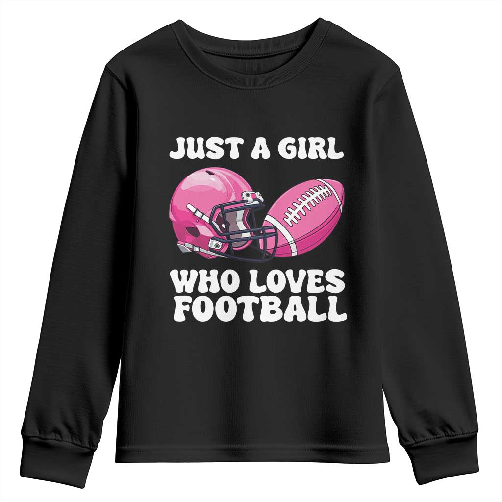 Funny Just A Girl Who Loves Football Youth Sweatshirt - Wonder Print Shop