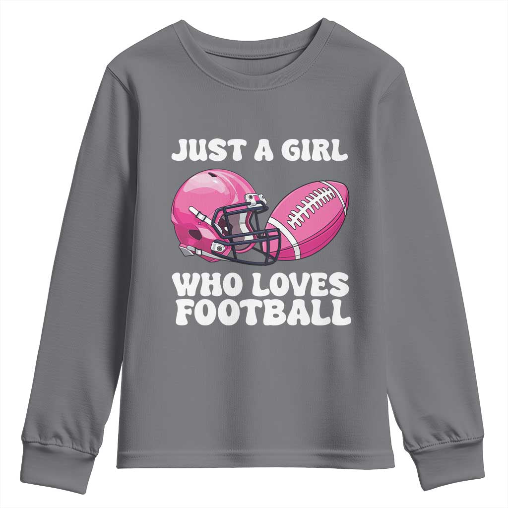 Funny Just A Girl Who Loves Football Youth Sweatshirt - Wonder Print Shop