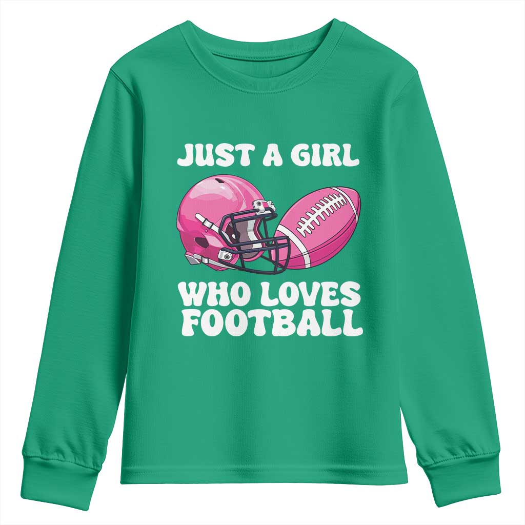 Funny Just A Girl Who Loves Football Youth Sweatshirt - Wonder Print Shop