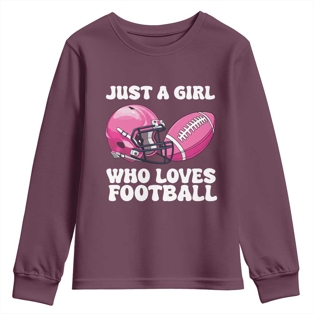 Funny Just A Girl Who Loves Football Youth Sweatshirt - Wonder Print Shop