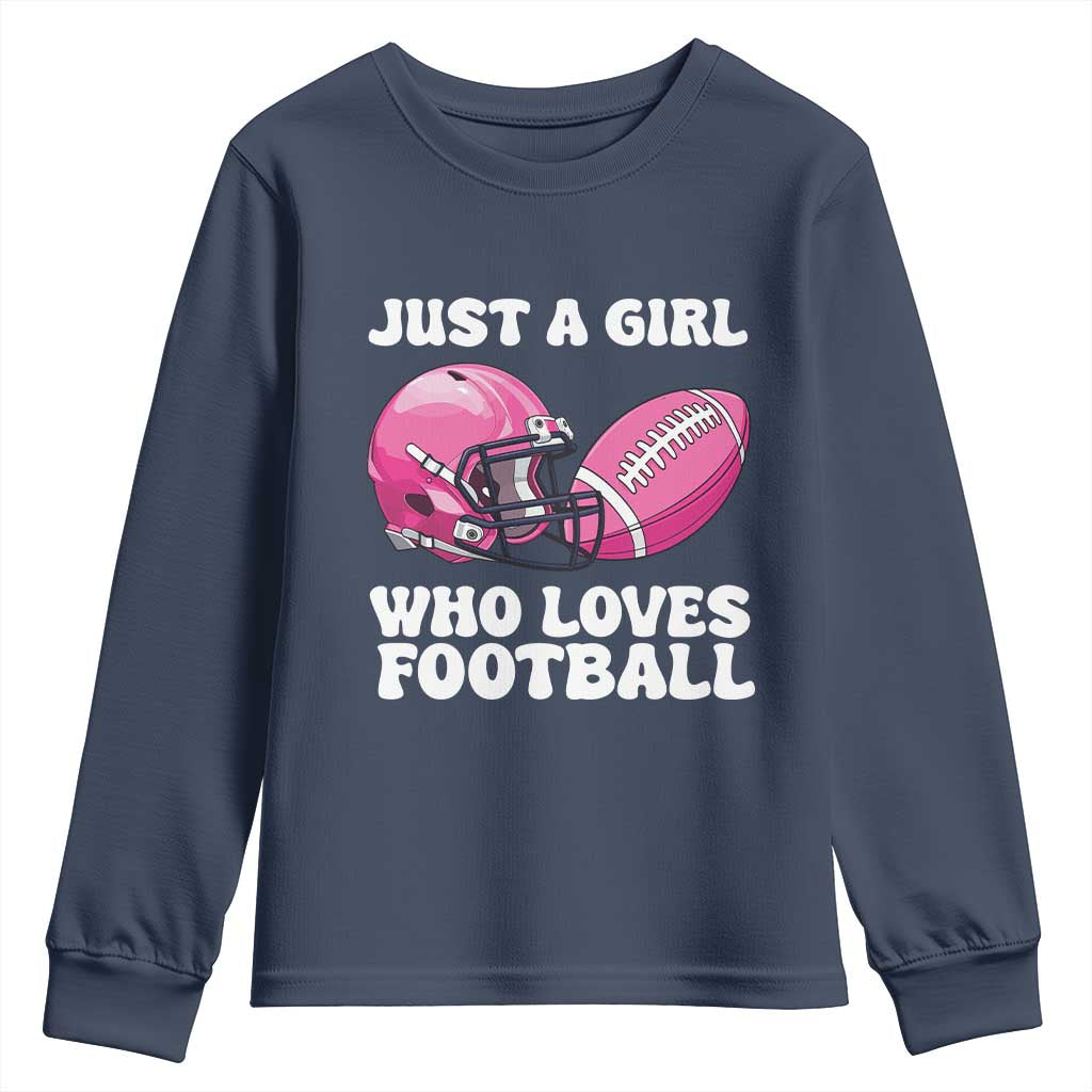 Funny Just A Girl Who Loves Football Youth Sweatshirt - Wonder Print Shop