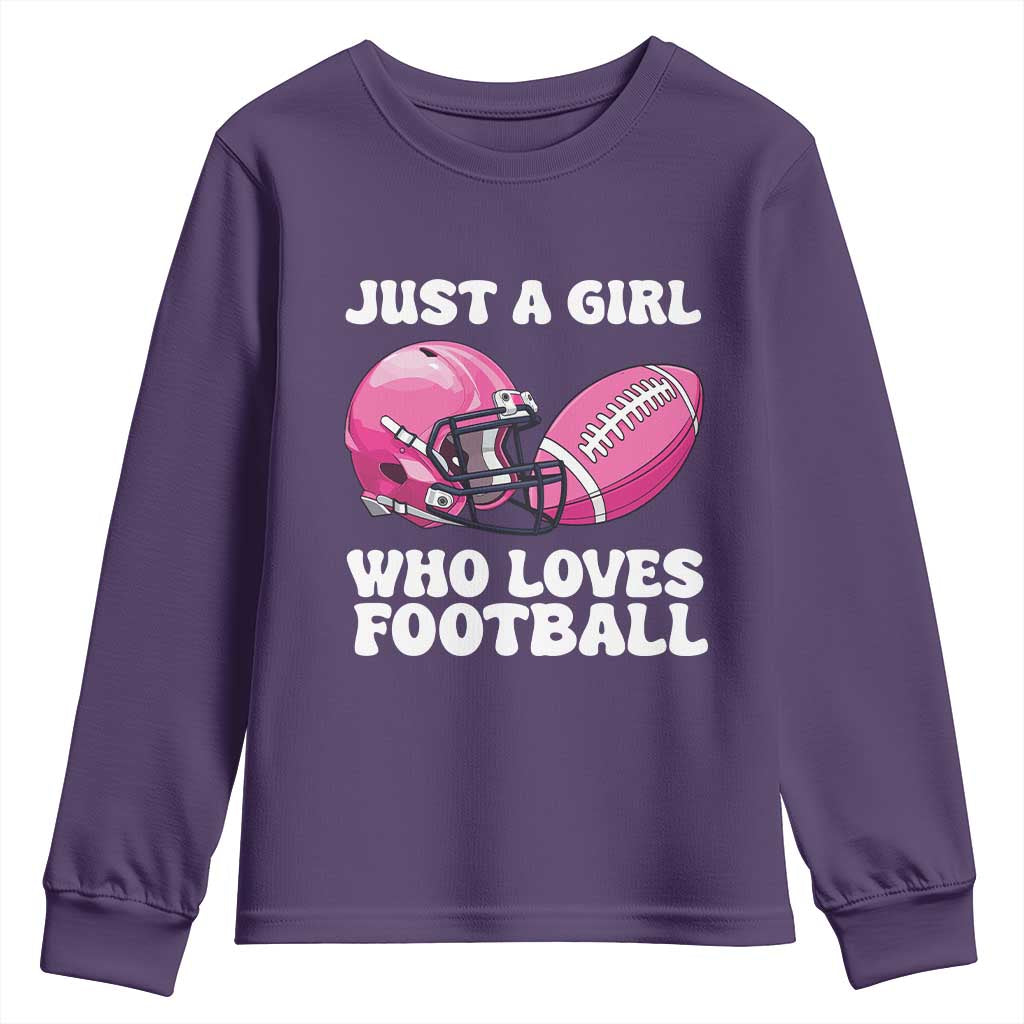 Funny Just A Girl Who Loves Football Youth Sweatshirt - Wonder Print Shop