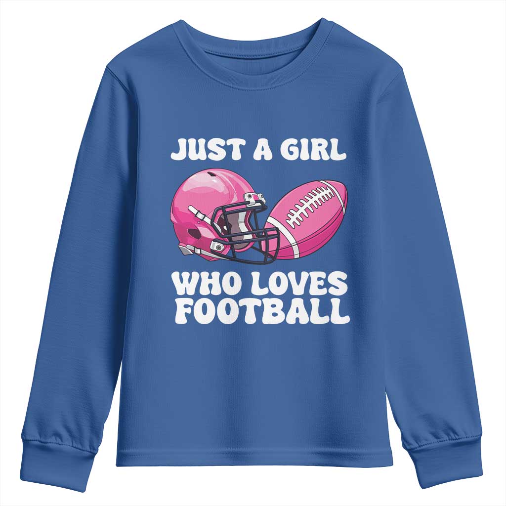 Funny Just A Girl Who Loves Football Youth Sweatshirt - Wonder Print Shop