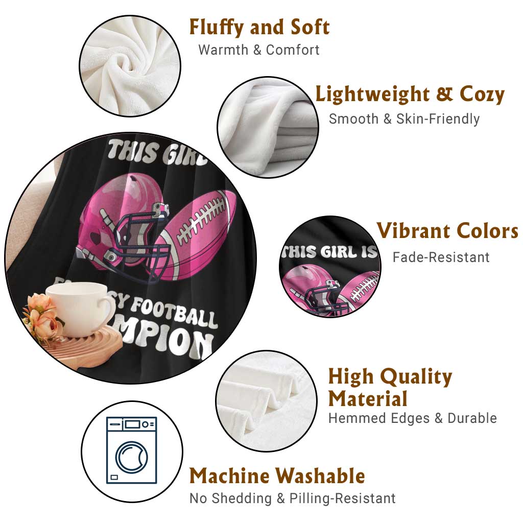 This Girl Is A Fantasy Football Champion Throw Blanket Funny Champ Champion Draft - Wonder Print Shop