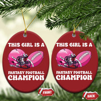 This Girl Is A Fantasy Football Champion Christmas Ornament Funny Champ Champion Draft - Wonder Print Shop
