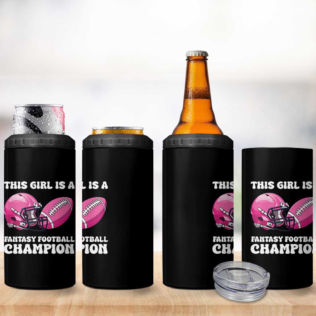 This Girl Is A Fantasy Football Champion 4 in 1 Can Cooler Tumbler Funny Champ Champion Draft - Wonder Print Shop