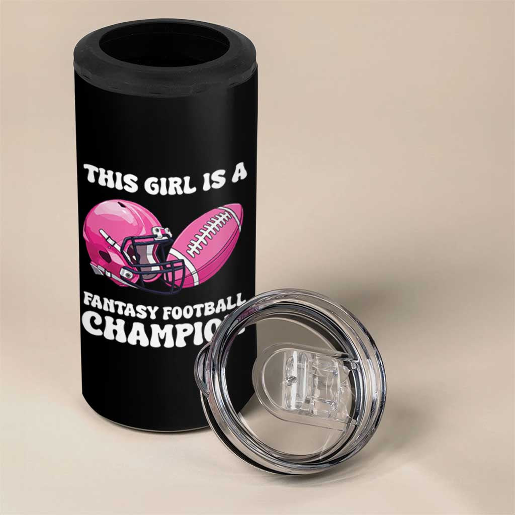 This Girl Is A Fantasy Football Champion 4 in 1 Can Cooler Tumbler Funny Champ Champion Draft - Wonder Print Shop