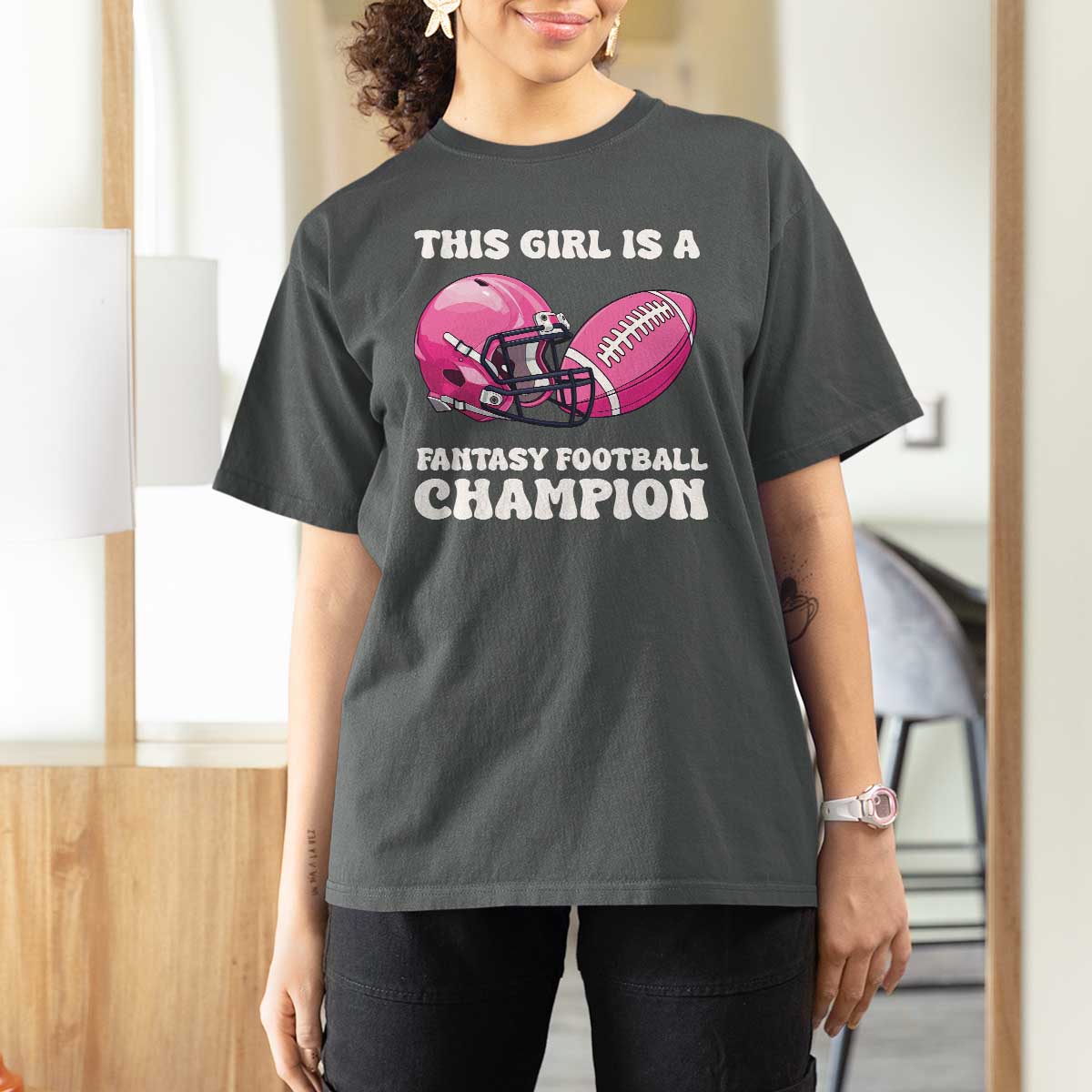 This Girl Is A Fantasy Football Champion T Shirt For Women Funny Champ Champion Draft - Wonder Print Shop