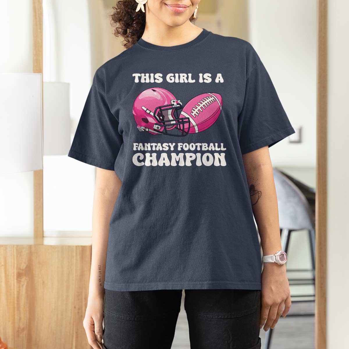 This Girl Is A Fantasy Football Champion T Shirt For Women Funny Champ Champion Draft - Wonder Print Shop
