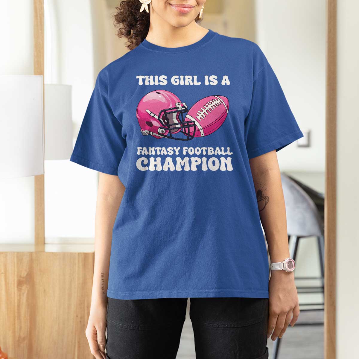 This Girl Is A Fantasy Football Champion T Shirt For Women Funny Champ Champion Draft - Wonder Print Shop