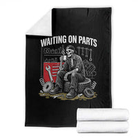 Funny Waiting On Parts Mechanic Skeleton Auto Repair Life Throw Blanket