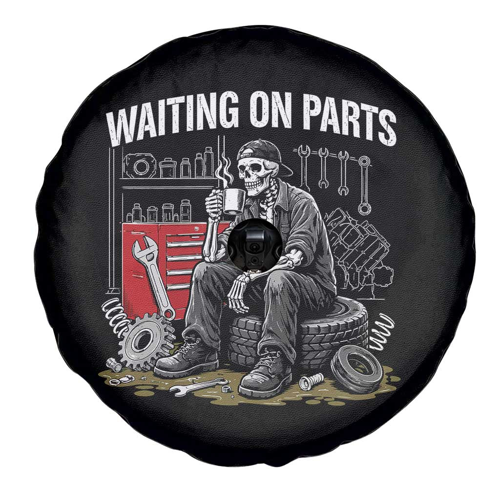Funny Waiting On Parts Mechanic Skeleton Auto Repair Life Spare Tire Cover