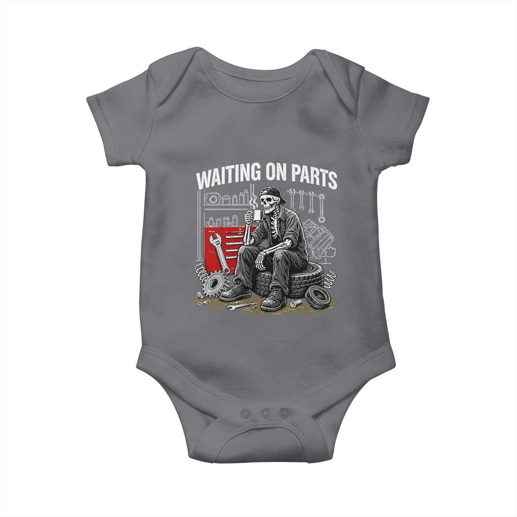 Funny Waiting On Parts Mechanic Skeleton Auto Repair Life Baby Onesie