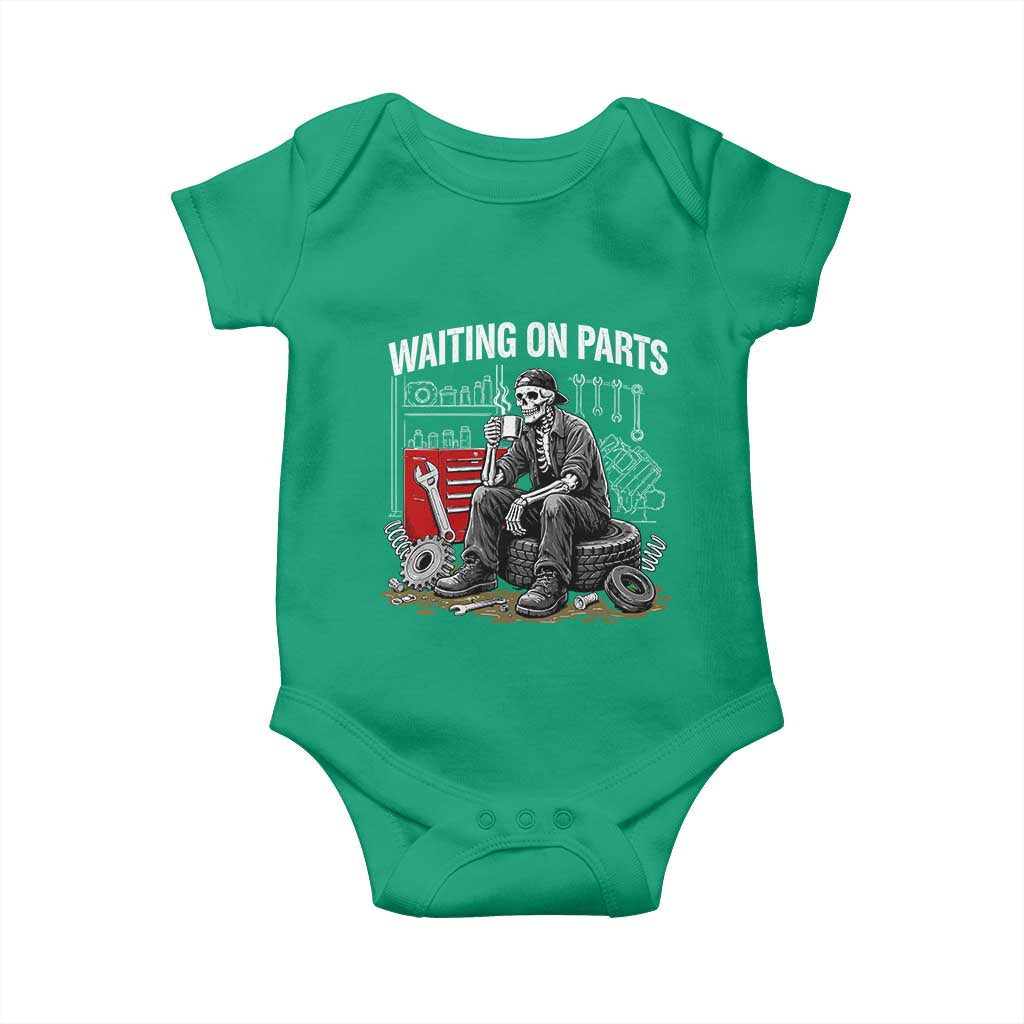 Funny Waiting On Parts Mechanic Skeleton Auto Repair Life Baby Onesie