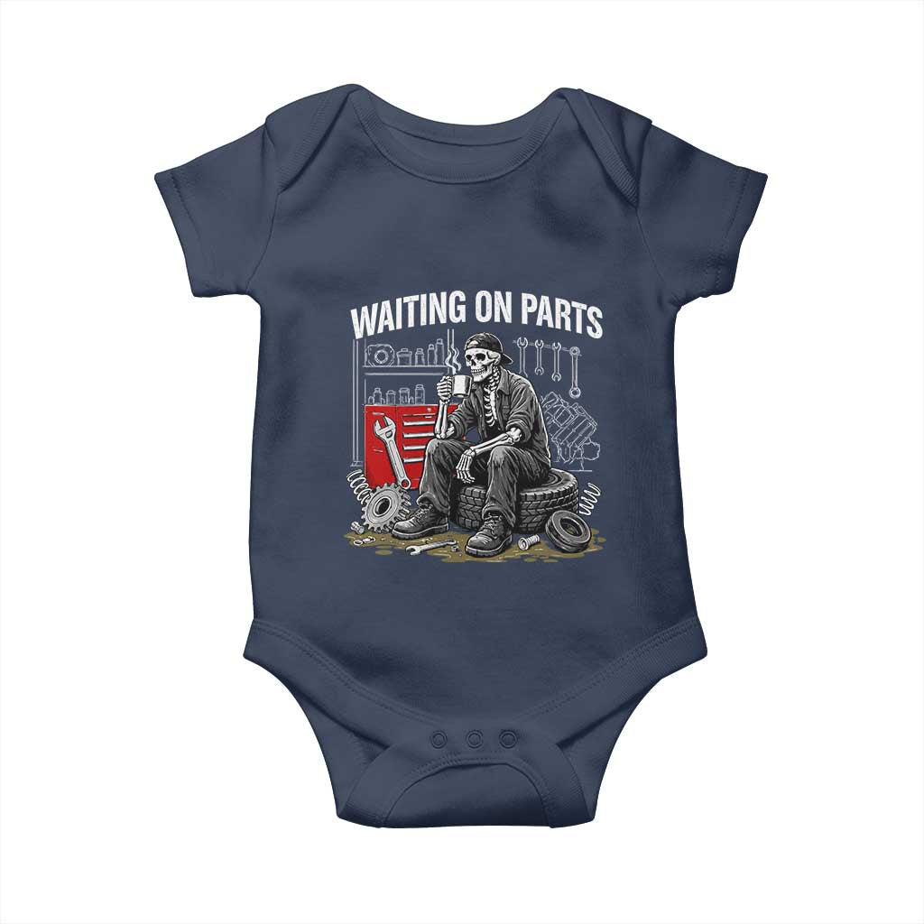 Funny Waiting On Parts Mechanic Skeleton Auto Repair Life Baby Onesie