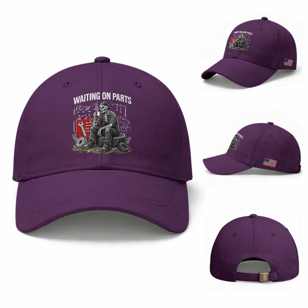 Funny Waiting On Parts Mechanic Skeleton Auto Repair Life Baseball Cap
