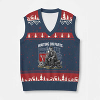 Funny Waiting On Parts Mechanic Skeleton Auto Repair Life V-Neck Knit Sweater Vest