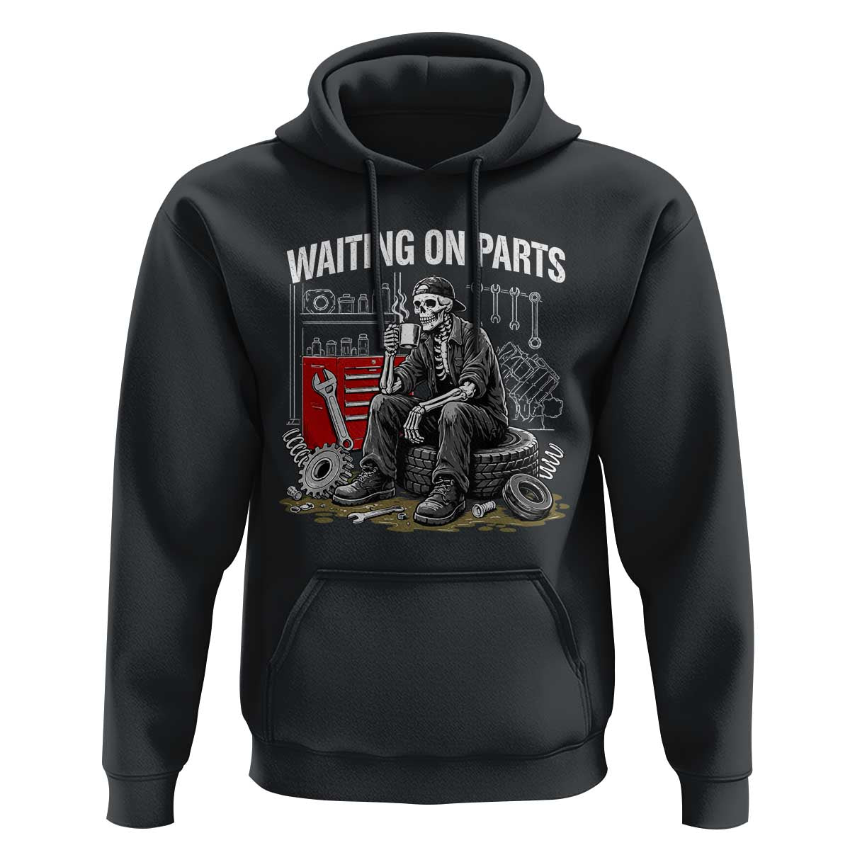 Funny Waiting On Parts Mechanic Skeleton Auto Repair Life Hoodie