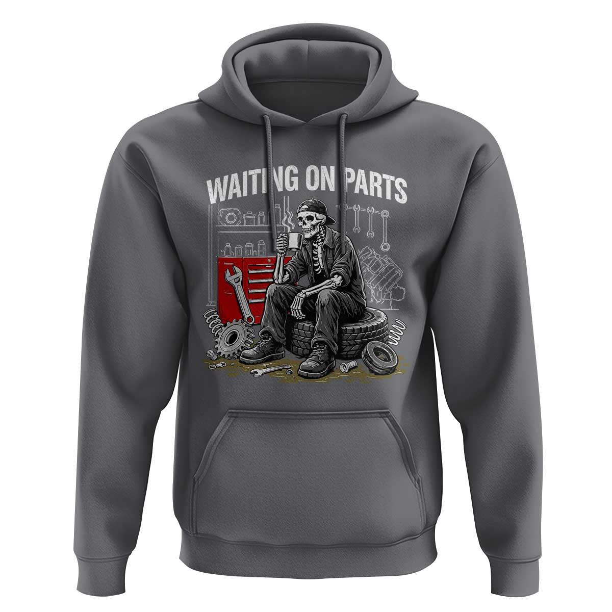 Funny Waiting On Parts Mechanic Skeleton Auto Repair Life Hoodie