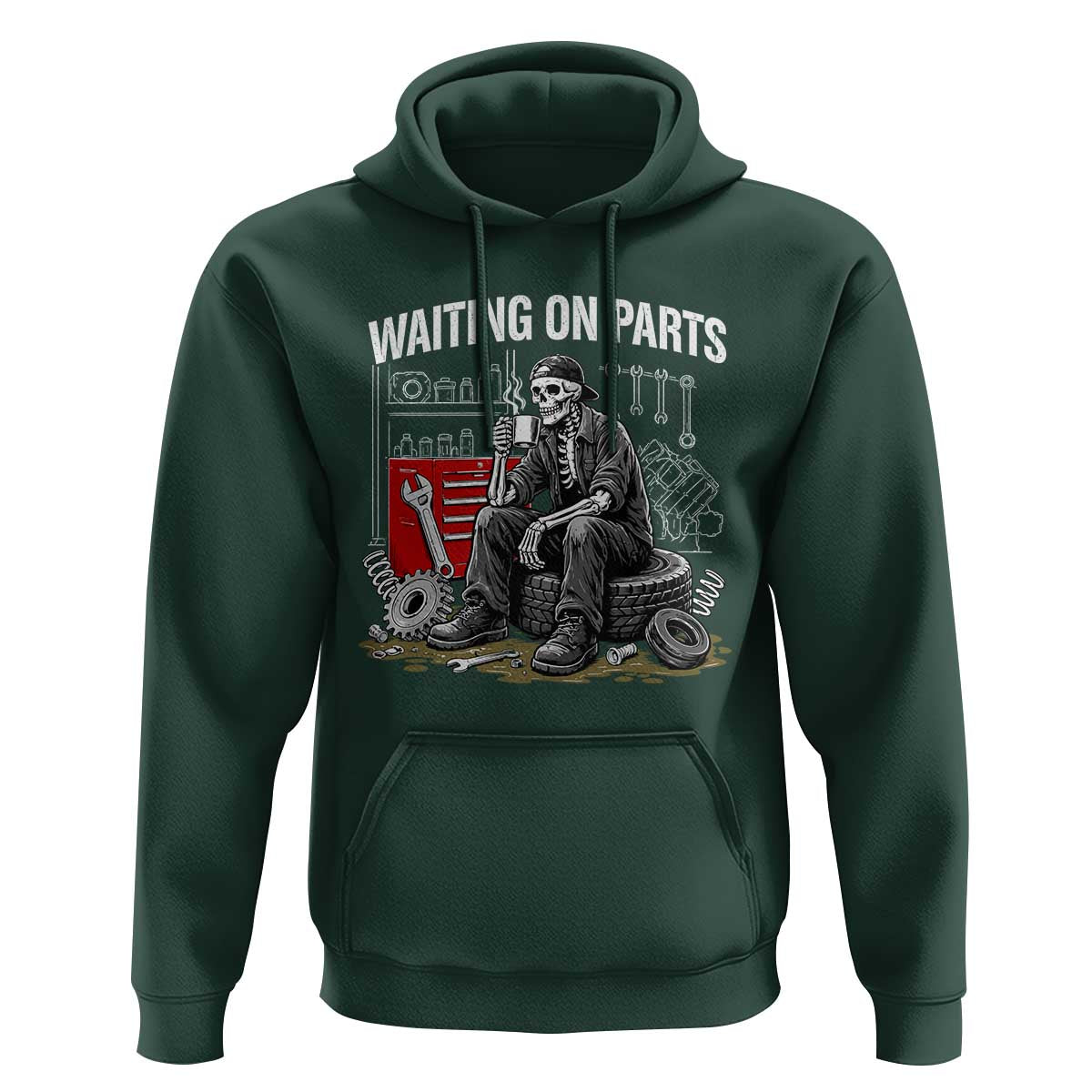 Funny Waiting On Parts Mechanic Skeleton Auto Repair Life Hoodie