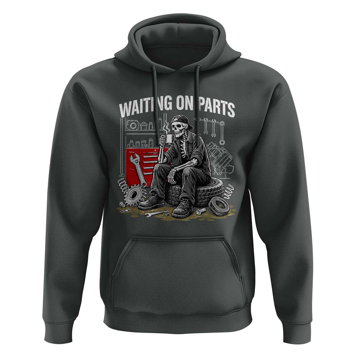 Funny Waiting On Parts Mechanic Skeleton Auto Repair Life Hoodie