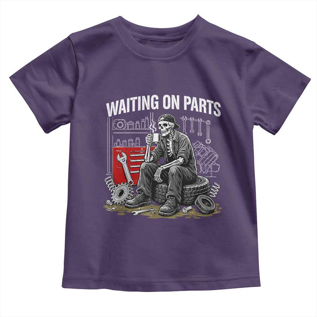 Funny Waiting On Parts Mechanic Skeleton Auto Repair Life Toddler T Shirt
