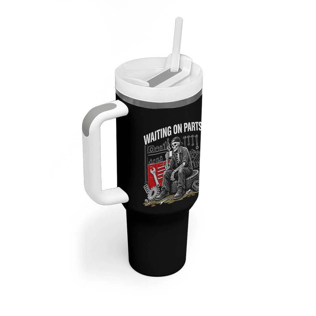 Funny Waiting On Parts Mechanic Skeleton Auto Repair Life Tumbler With Handle