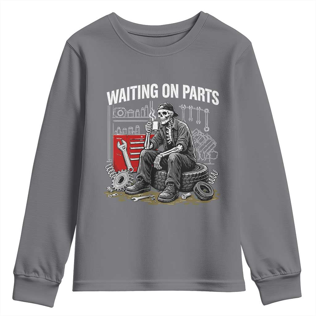 Funny Waiting On Parts Mechanic Skeleton Auto Repair Life Youth Sweatshirt