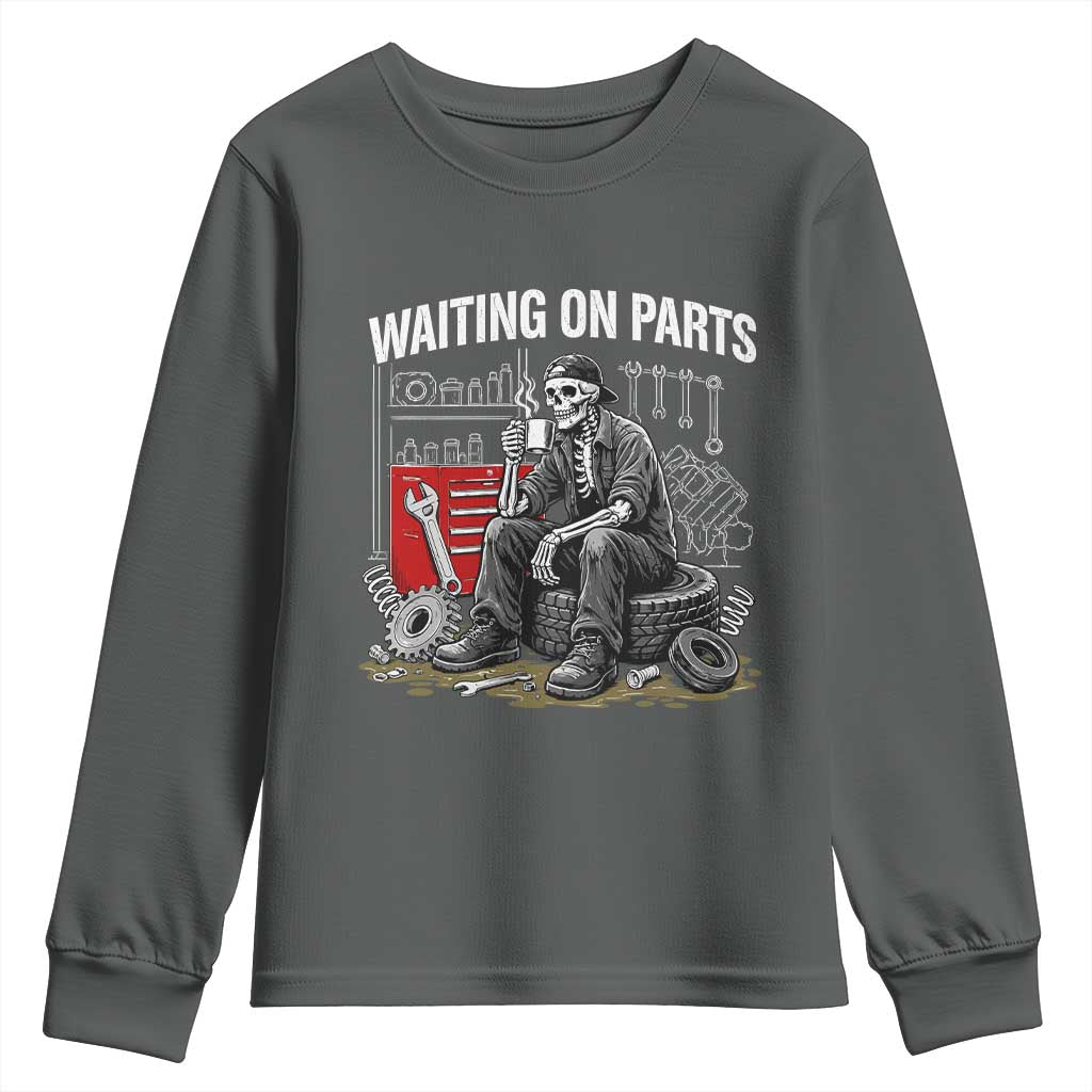 Funny Waiting On Parts Mechanic Skeleton Auto Repair Life Youth Sweatshirt