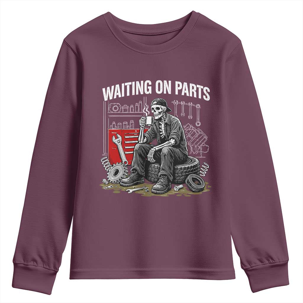 Funny Waiting On Parts Mechanic Skeleton Auto Repair Life Youth Sweatshirt