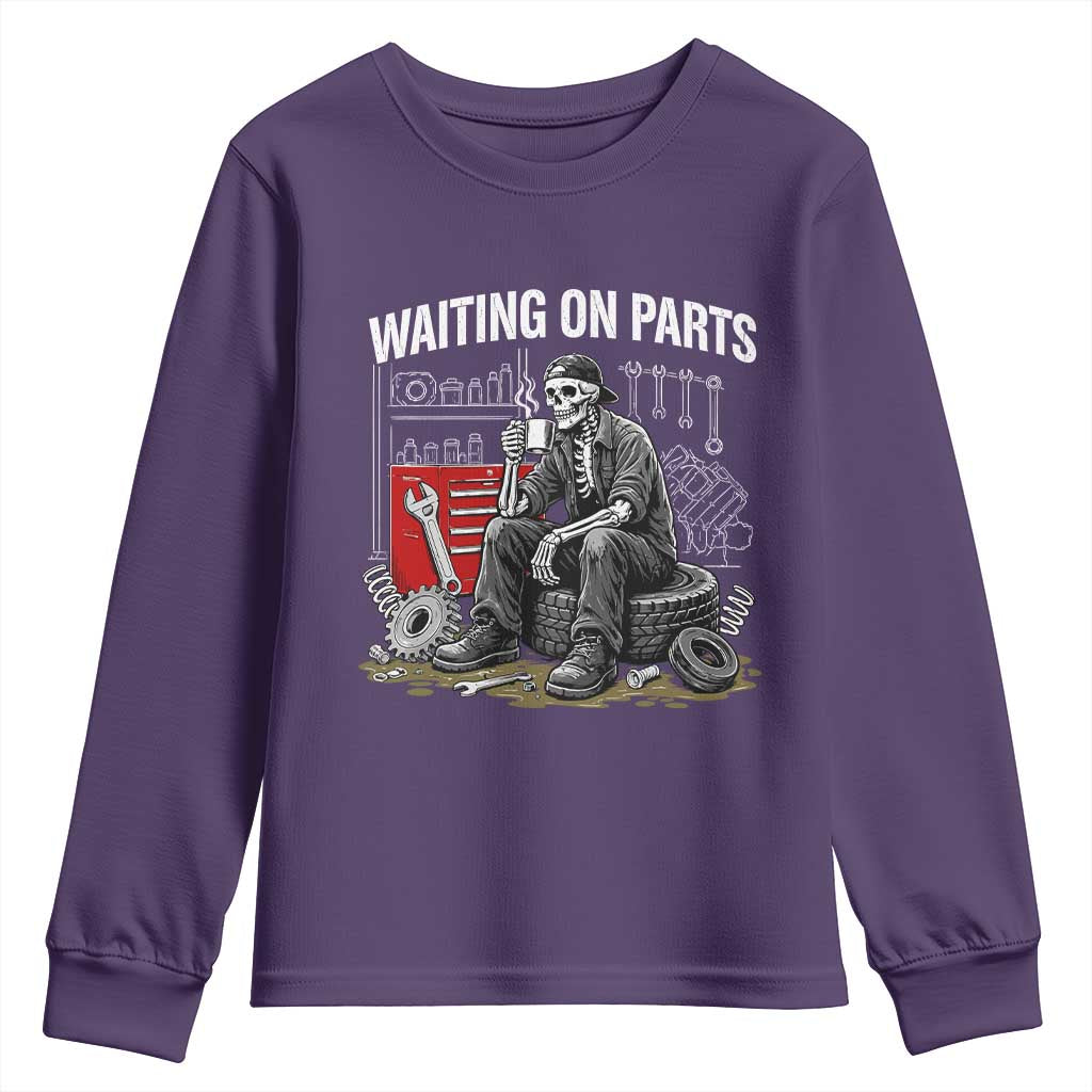 Funny Waiting On Parts Mechanic Skeleton Auto Repair Life Youth Sweatshirt