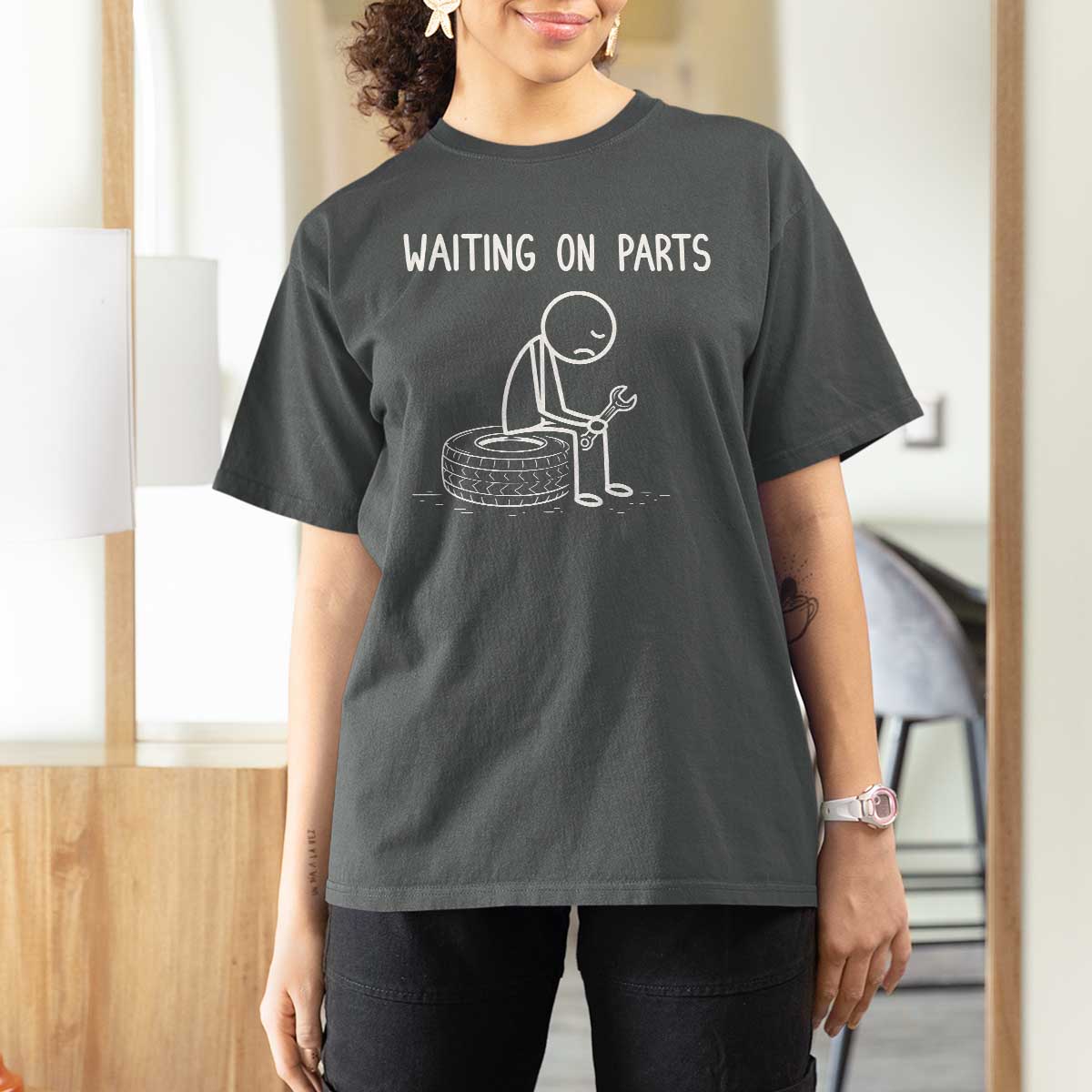 Funny Waiting On Parts Mechanic Auto Repair Car T Shirt For Women