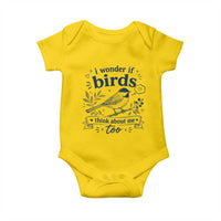 Bird Lover Baby Onesie I Wonder If Birds Think About Me Too Funny Bird Watcher Birder
