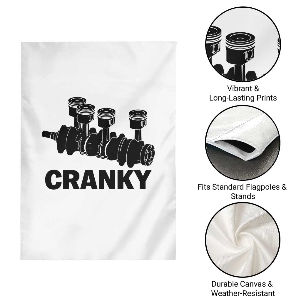 Cranky Car Engine Crankshaft Cars Lover Garden Flag Mechanics Father Day