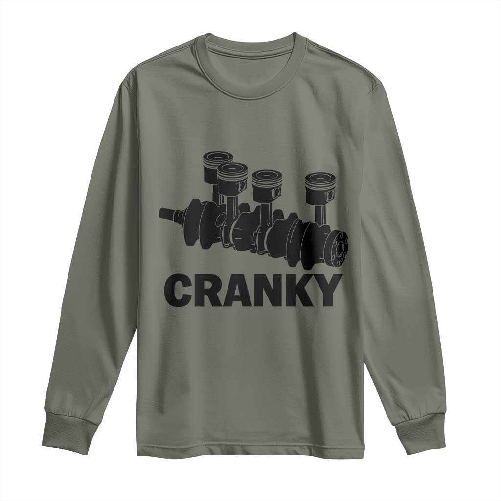 Cranky Car Engine Crankshaft Cars Lover Long Sleeve Shirt Mechanics Father Day
