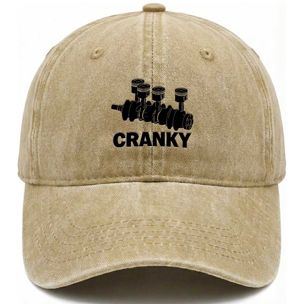 Cranky Car Engine Crankshaft Cars Lover Washed Cotton Baseball Cap Mechanics Father Day